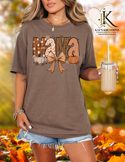 Fall Mama with Bow on Comfort Color Tee
