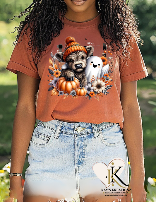 Fall Highland Cow on Comfort tee