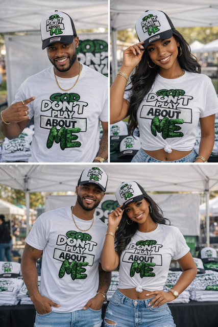 God don't play about Me Tee/Hat